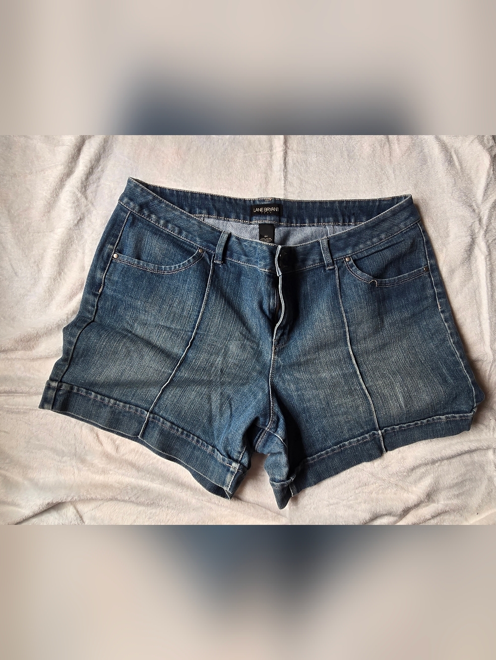 Lane Bryant Distressed Blue Denim Shorts Plus Size 24